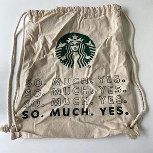 Starbucks Drawstring Backpack Siren Logo Bag Beige & Green “So. Much. Yes.”